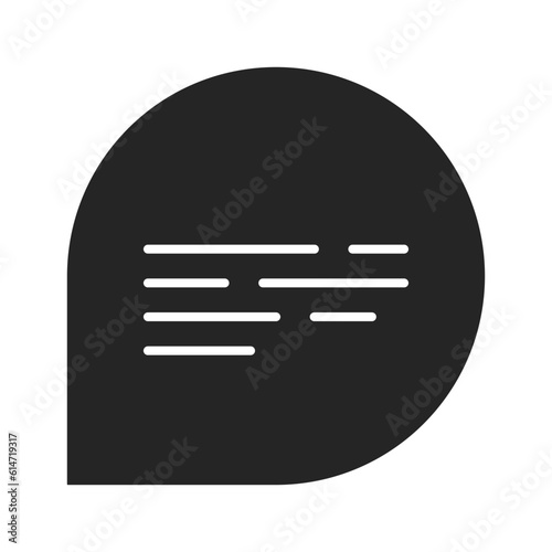 Caption speech bubble with text flat monochrome isolated vector icon. Text box. Online chat. Editable black and white line art drawing. Simple outline spot illustration for web graphic design