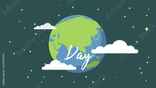 Happy earth day animation with handwriting text. 4k motion graphic animation