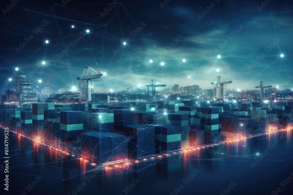Fototapeta premium Smart Container Transportation Terminal