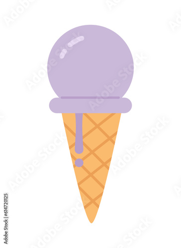 Frozen yummy ice cream cone semi flat colour vector object. Sorbet cone. Soft serve icecream. Editable cartoon clip art icon on white background. Simple spot illustration for web graphic design