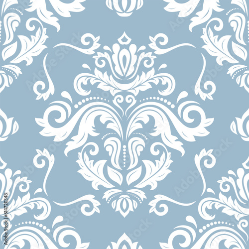 Classic seamless vector pattern. Damask orient ornament. Classic blue and white vintage background. Orient pattern for fabric, wallpapers and packaging
