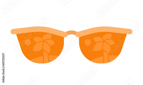 Vintage tree palm sunglasses for summer semi flat colour vector object. Beach accessories. Editable cartoon clip art icon on white background. Simple spot illustration for web graphic design