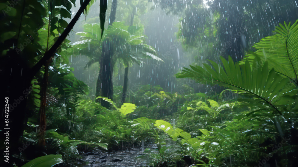 A digital illustration of a rich forest A digital illustration of a rich forest