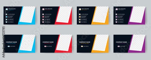 Double-sided modern creative corporate business card template. Portrait and landscape orientation. Horizontal and vertical layout. Vector illustration