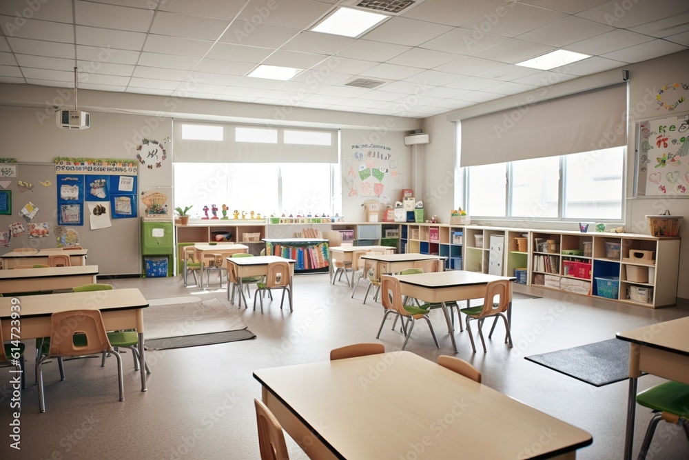 Empty classroom. Teacher's day. Education concept.Image ai generate Empty classroom. Teacher's day. Education concept.Image ai generate