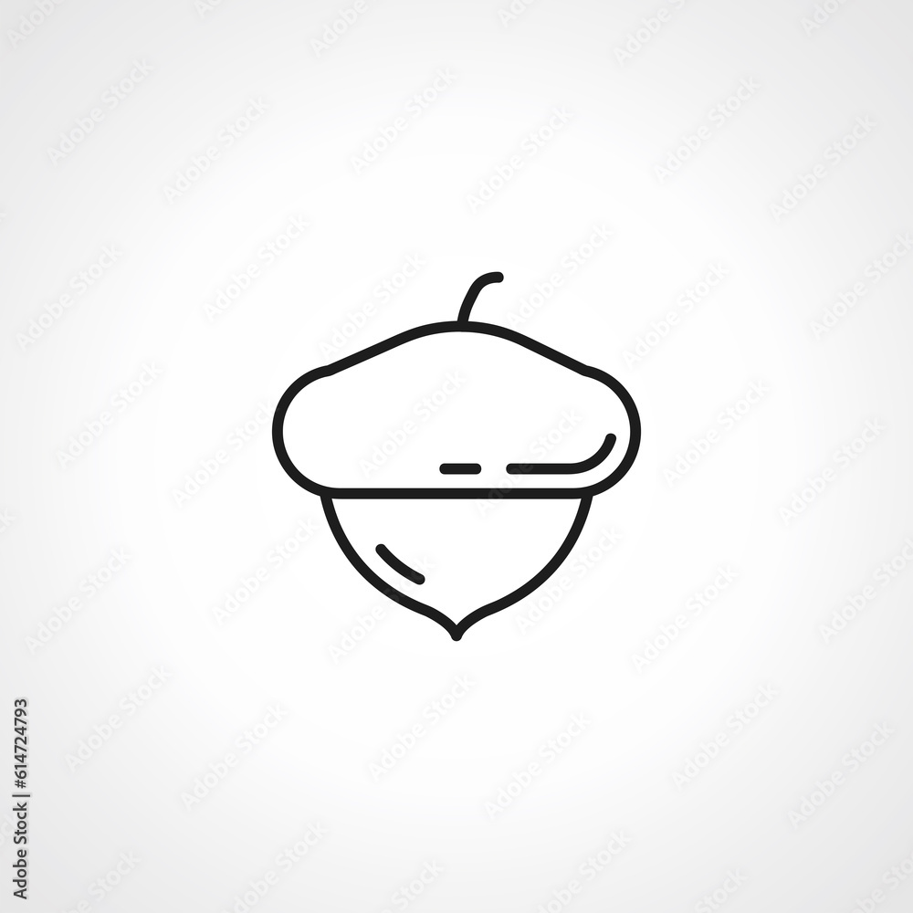 Obraz premium Acorn line icon, thanksgiving and oak seed, oak nut linear icon