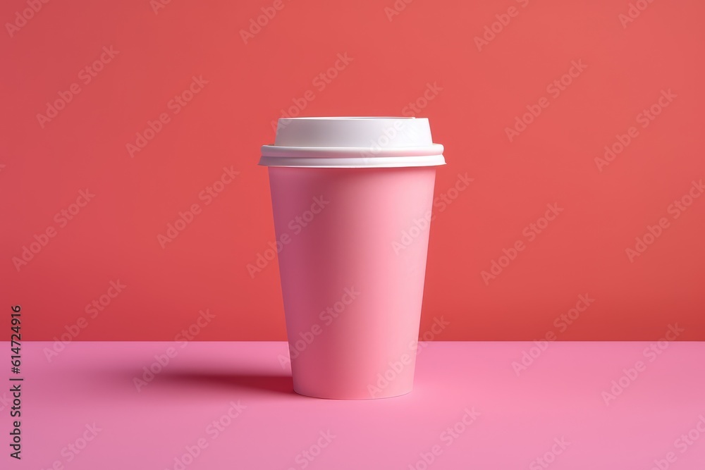 Pink Coffee Cup on Pink Background | Female Coffee Cup, barista, java, caffeine Pink Coffee Cup on Pink Background | Female Coffee Cup, barista, java, caffeine