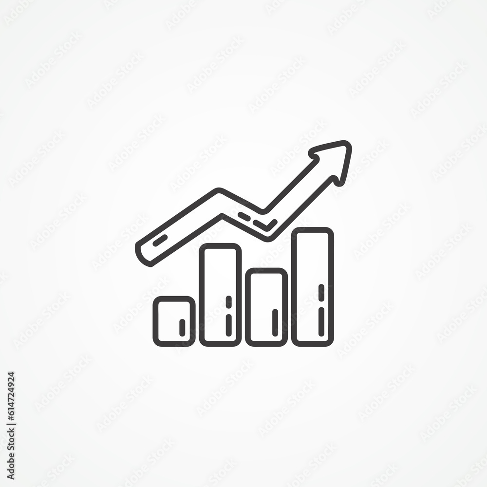 bar chart line icon. growing graph outline icon. bar chart line icon. growing graph outline icon.
