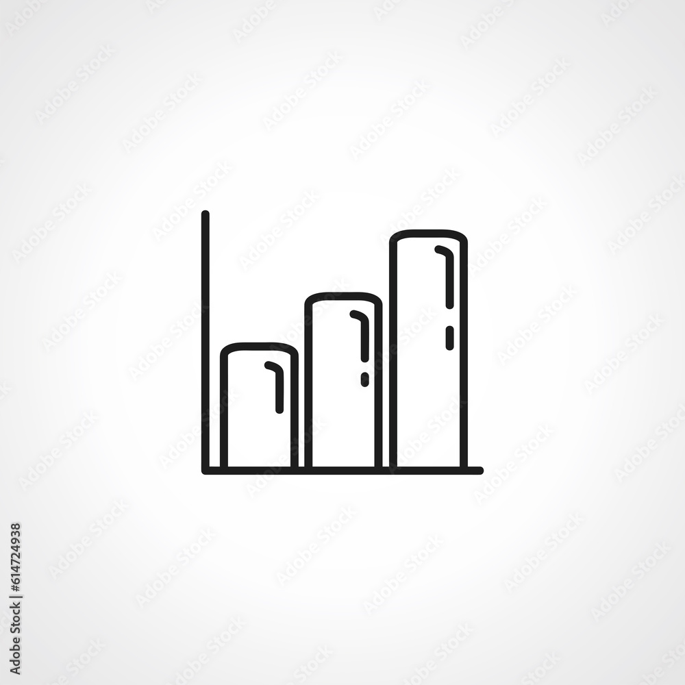 bar chart line icon. growing graph outline icon. bar chart line icon. growing graph outline icon.