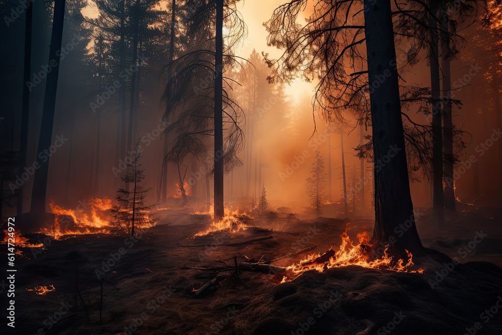 Wildfire in the forest - generative AI Wildfire in the forest - generative AI