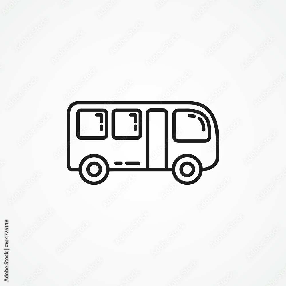 bus line icon. bus outline icon.