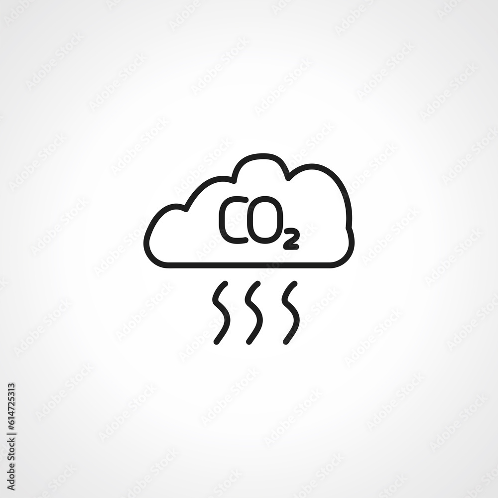 Carbon emissions reduction line icon. co2 linear icon. Carbon emissions reduction line icon. co2 linear icon.