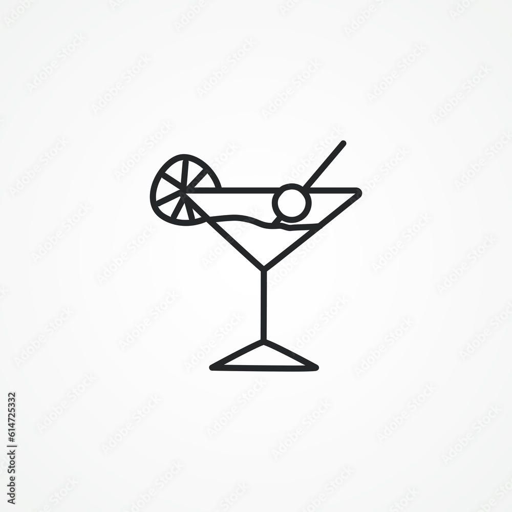 Cocktail line icon, alcohol cocktail outline icon. Cocktail line icon, alcohol cocktail outline icon.