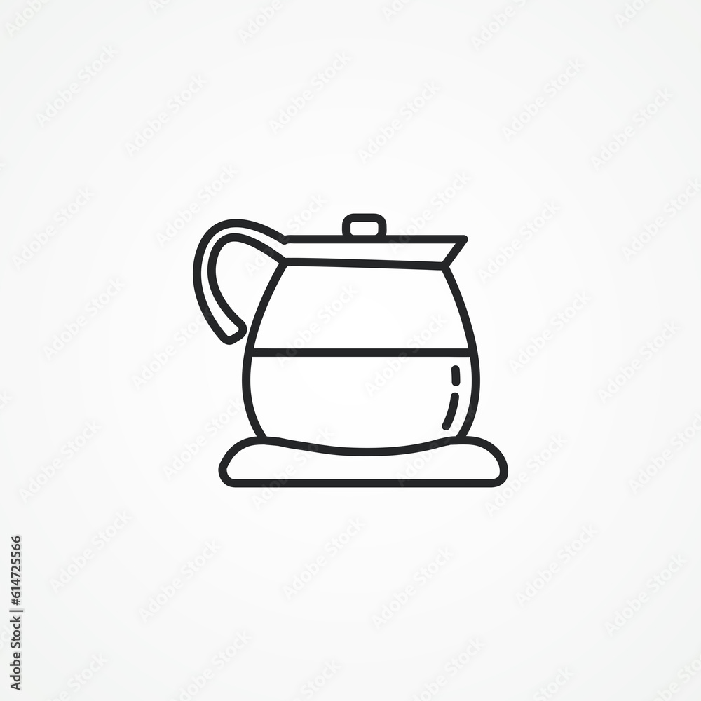 Electric kettle line icon, coffee pot linear icon. Electric kettle line icon, coffee pot linear icon.