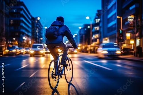 Early Morning Bike Commuter, Generative AI © Haider