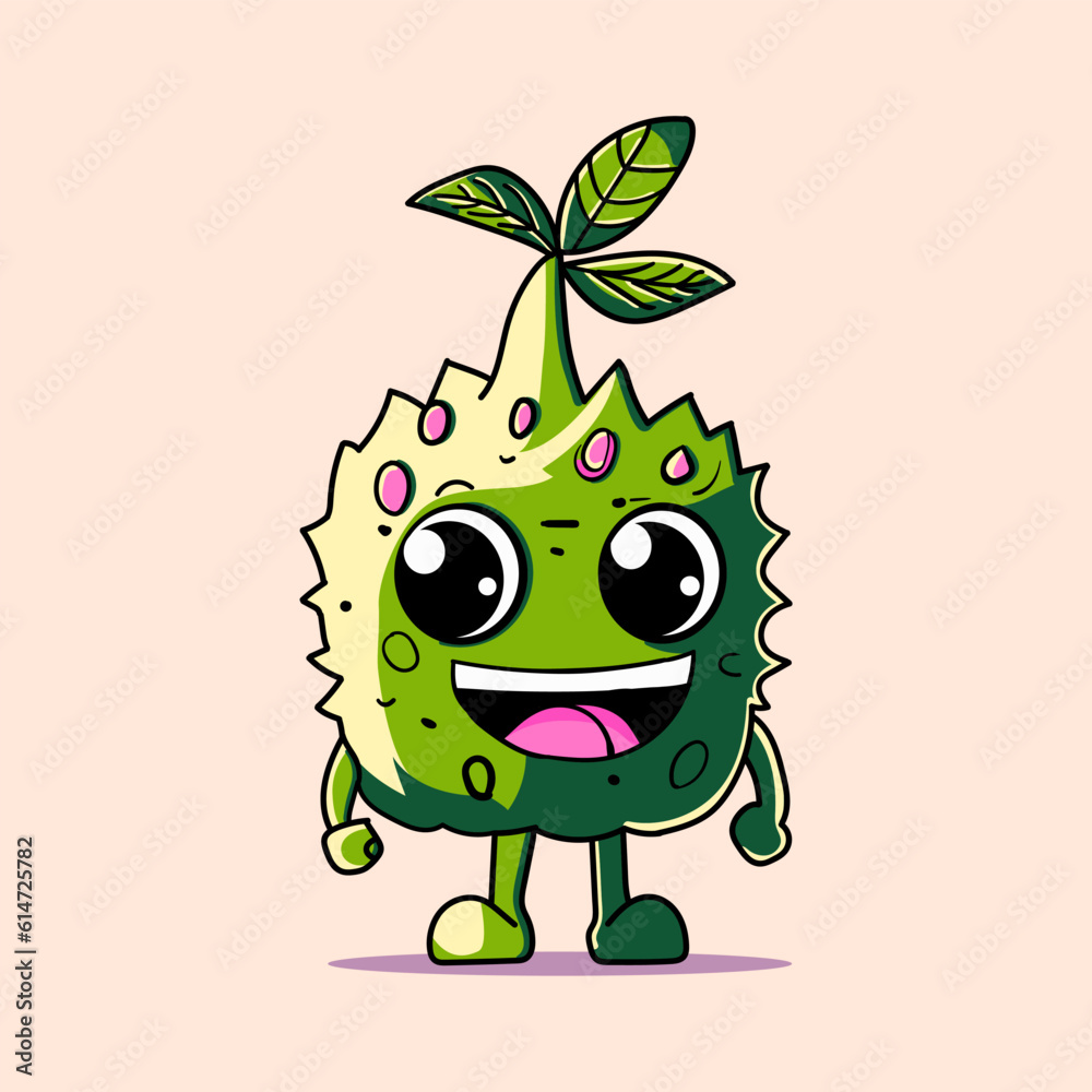 Fototapeta premium funny green monster leaf vector illustration 3