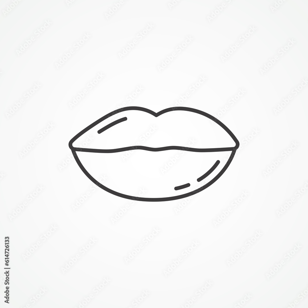 Lips line icon. female lips outline icon. Lips line icon. female lips outline icon.