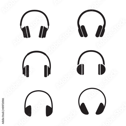 Vector black earphone collection