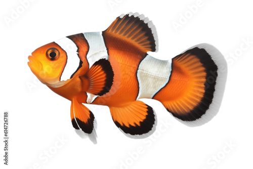 Vibrant Clownfish Isolated Marine Animal in an Oceanic Setting on Transparent Background. Generative AI