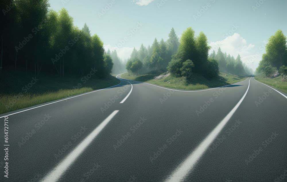 Fototapeta premium Asphalt road. Ai generated technology