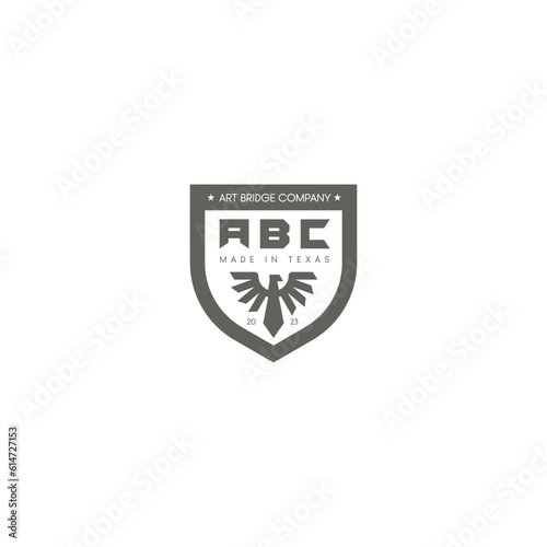 An emblem logo template with ABC text and a phoenix bird. An esports logo design template.