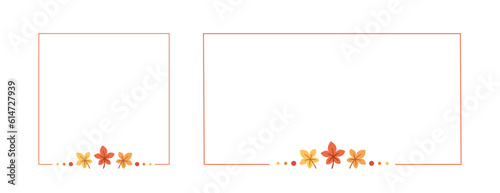 Autumn Leaves Frame Border Set. Promo poster, banner, flyer, invitation, website or greeting card outline template. Vector illustration