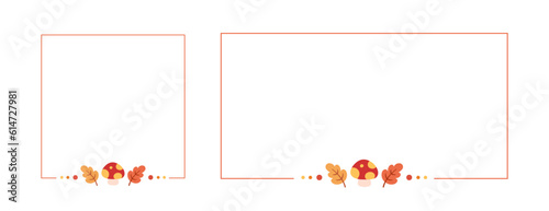 Cute Autumn Frame Border Template Set. Can be used for shopping sale, promo poster, banner, invitation, website or greeting card. Vector illustration