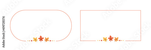 Autumn Maple Leaf Frame Border Set. Halloween Fall Thanksgiving Template. Can be used for sale post, promo poster, banner, etc. Vector illustration