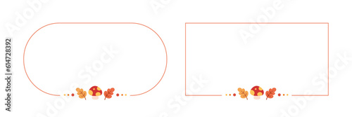 Rectangle Autumn Frame Border Template Set. Halloween, Fall and Thanksgiving Template. Vector illustration.