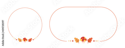 Cute Autumn Frame Border Set. Fall Thanksgiving Graphic Template for sale post, banner, invitation, website or greeting card. Vector illustration