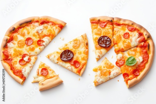 Traditional Italian pizza four seasons with four different flavors, ai generative