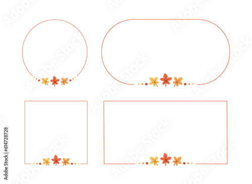 Cute Autumn Frame, Geometric Shapes Border Template Set. Sale post, promo poster, banner, flyer, invitation or greeting card. Vector illustration.