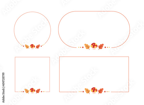 Autumn Geometric Frames Set. Halloween, Fall and Thanksgiving Template. Can be used for shopping sale, promo poster, banner, etc. Vector illustration