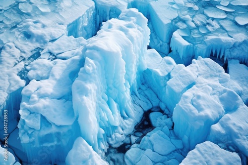 Close-up photograph of melting glaciers. Consequences of climate change and global warming. Generative AI