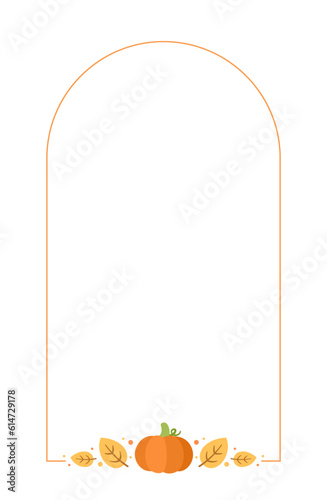 Cute Autumn Frame Border Vertical Template. Can be used for shopping sale, promo poster, banner, flyer, invitation, website or greeting card. Vector illustration