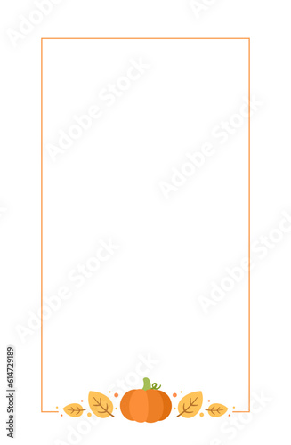 Cute Autumn Frame Border Vertical Template. Can be used for shopping sale, promo poster, banner, flyer, invitation, website or greeting card. Vector illustration