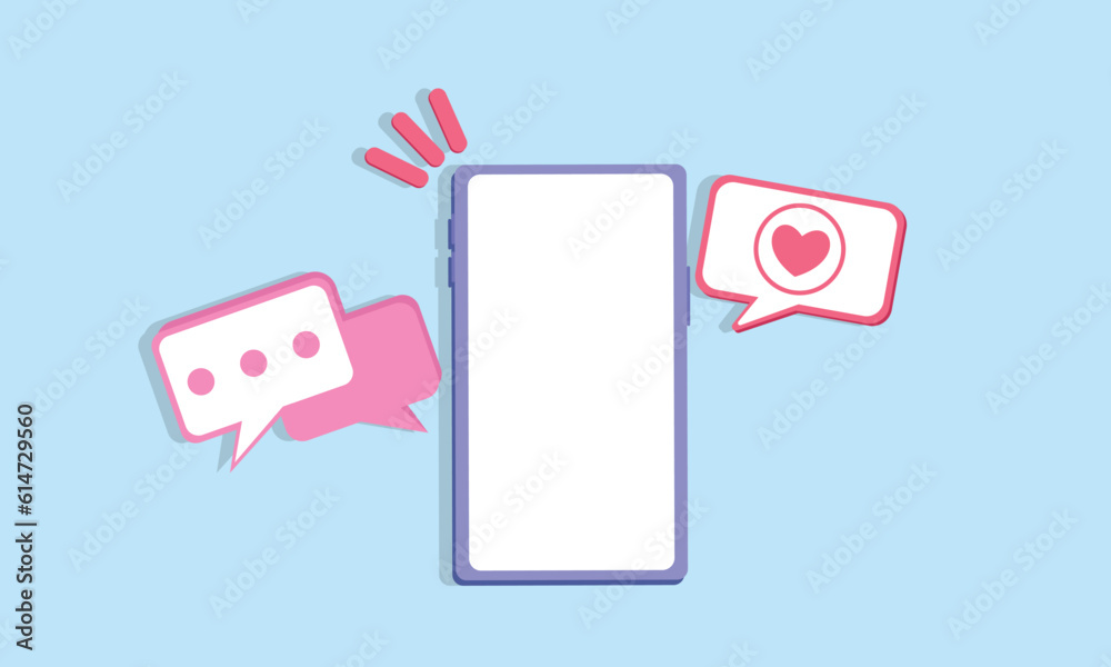 smartphone mockup on podium with like and message. smartphone mockup on podium with like and message.