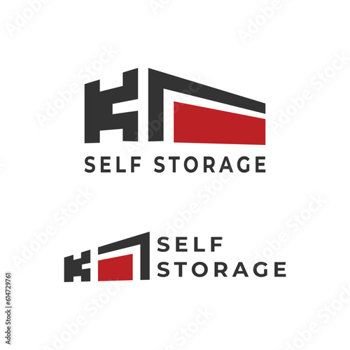 K letter logo with simple and modern warehouse storage units.