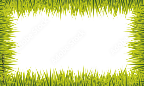 Super realistic green grass border or frame isolated on transparent background.