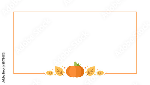 Rectangle Autumn Frame Border. Halloween, Fall and Thanksgiving Template. Can be used for shopping sale, promo poster, banner, etc. Vector illustration