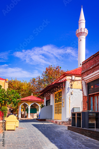 Rhodes, Greece. Old Ibrahim Pasha Mosque in oldtown, Dodecanese, Greek Islands.