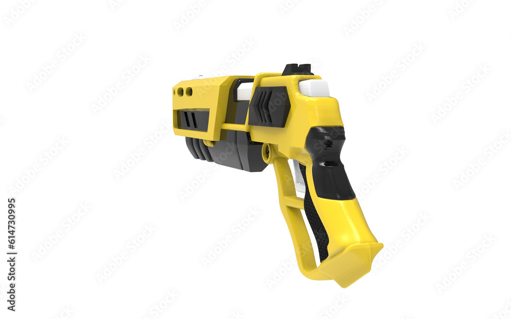 yellow sci fi future gun isolated background yellow sci fi future gun isolated background