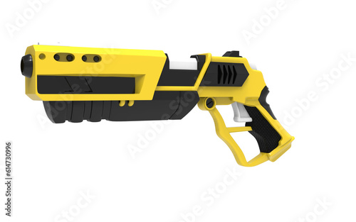 yellow sci fi future gun isolated background