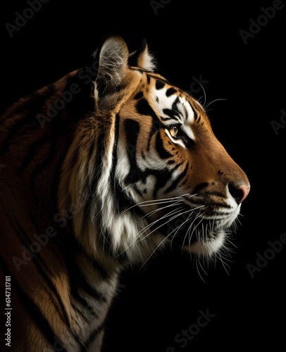 Bengal tiger profile portrait - Generative AI © Samira