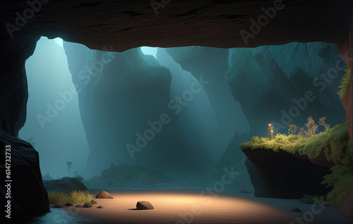 The cave. Magnificent view. Ai generated technology photo