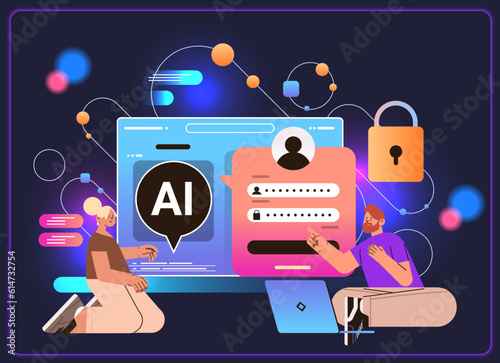 people secure and protecting personal data with ai bot helper password strength analysis artificial intelligence tech concept