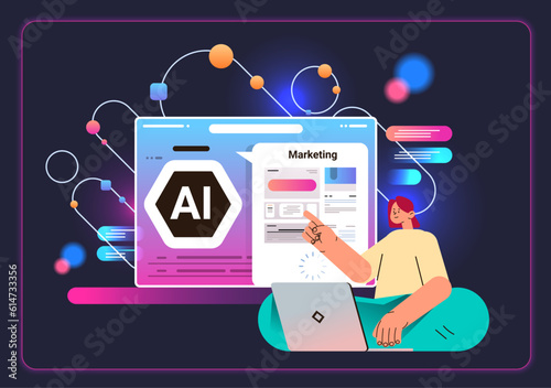 woman designer creation content of web application content management marketing concept