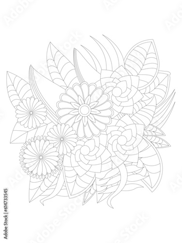 
   Flowers  Leaves Coloring page Adult.Contour drawing of a mandala on a white background.  Vector illustration Floral Mandala Coloring Pages, Flower Mandala Coloring Page, Coloring Page For Adul