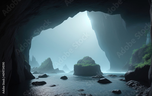 The cave. Magnificent view. Ai generated technology photo