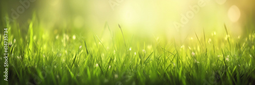 spring sunny green grass background, Generative AI